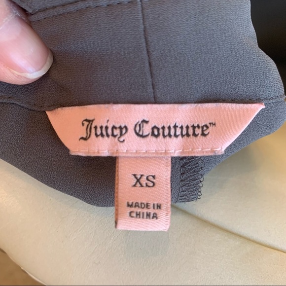 JUICY COUTURE Embellished Silky Cold Shoulder V-Neck Blouse Gray - Picture 2 of 15